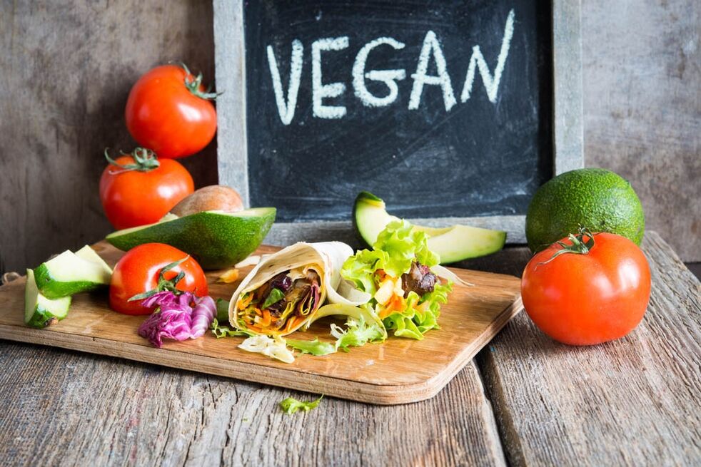 Dietary food according to Dukan's principles for vegans