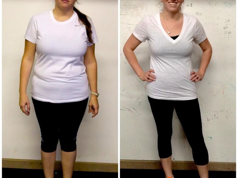 The girl before and after losing weight on the Dukan diet